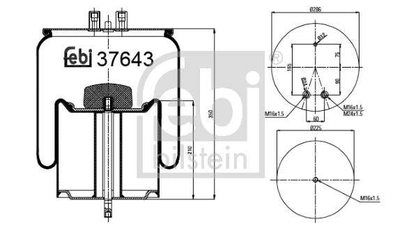 Пневмоподушка (пневморессора) моста заднего RML75022 Blacktech