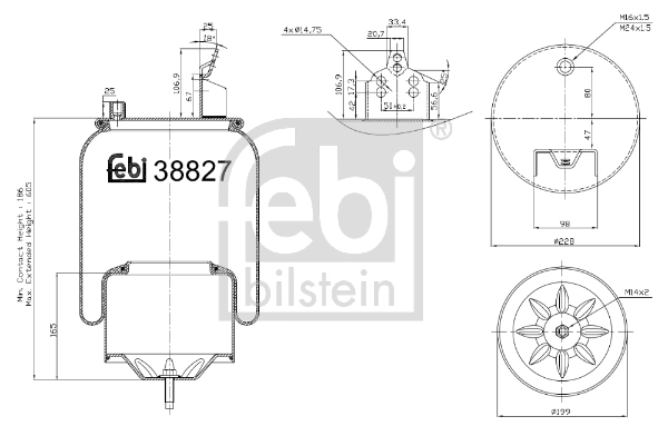 Пневмоподушка (пневморессора) моста RML78914 Blacktech