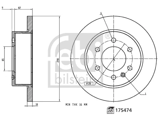 Задний тормозной диск Febi 175474 цена, от 65.31 USD