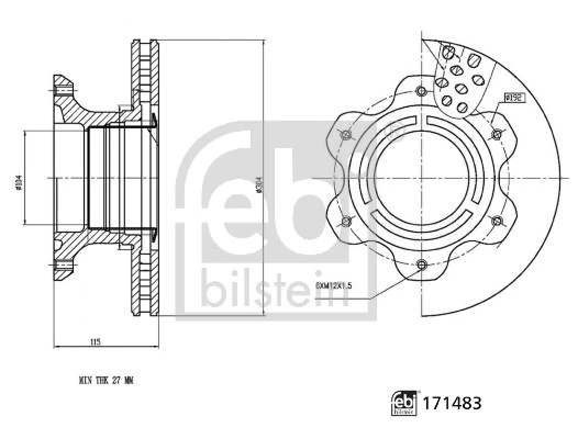 Задний тормозной диск Febi 171483 цена, от 89.49 USD