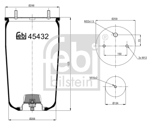 Пневмоподушка (пневморессора) моста RML75072CP Blacktech