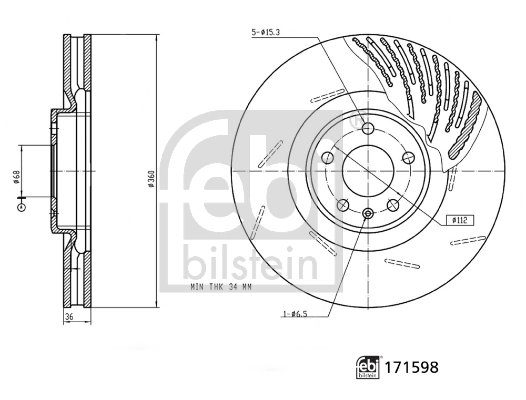 Тормоз дисковый передний Febi 171598 цена, от 118.36 USD
