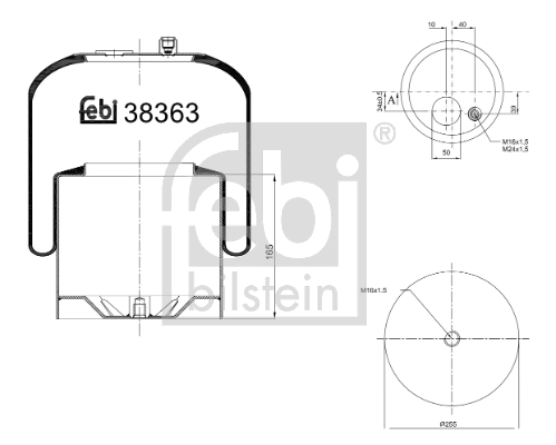 Пневмоподушка (пневморессора) моста заднего RML95296C21 Blacktech