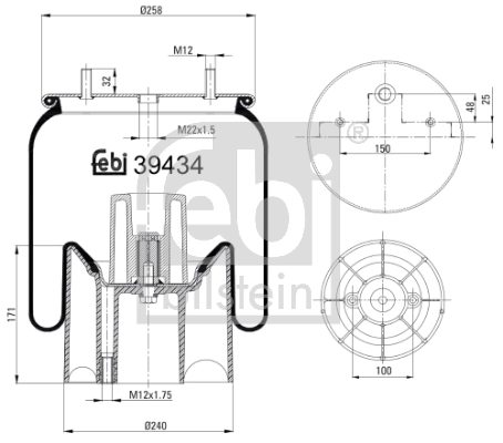 RML75268 Blacktech Пневмоподушка моста