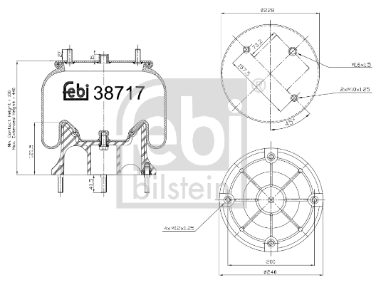 Пневмоподушка/пневморессора моста заднего Blacktech RML75265CP6 цена, от 38.65 USD