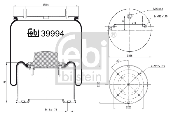 Пневмоподушка/пневморессора моста заднего Iveco 9988467 цена, от 58.17 USD
