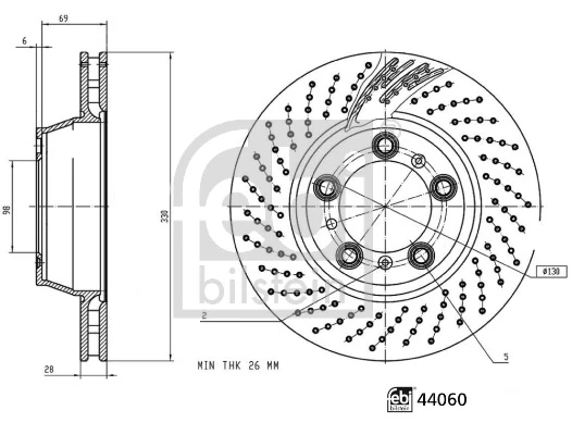 Задний тормозной диск Febi 44060 цена, от 74.84 USD