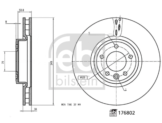 Тормоз дисковый передний Febi 176802 цена, от 94.57 USD