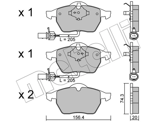Sapatas do freio dianteiras de disco Volkswagen Passat 3B3