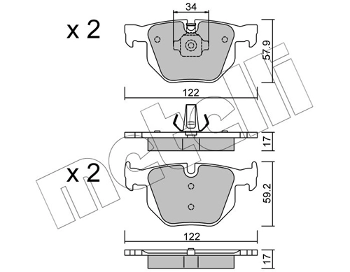 Колодки тормозные задние дисковые METELLI 2206444