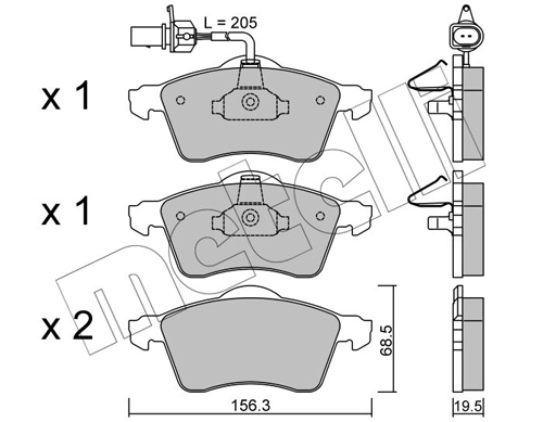 Колодки тормозные передние дисковые METELLI 2202631