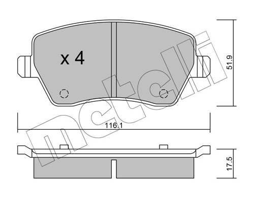 Колодки тормозные передние дисковые METELLI 2204850