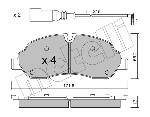 Колодки тормозные передние дисковые METELLI 2210320
