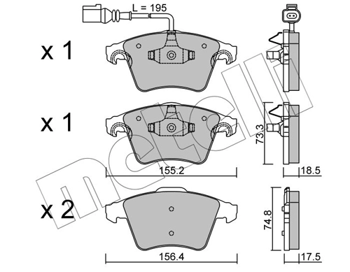 Колодки тормозные передние дисковые METELLI 2205521