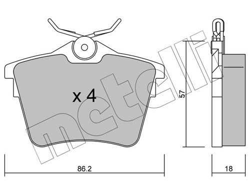 Колодки тормозные задние дисковые METELLI 2206020