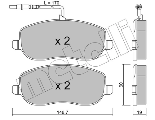 Колодки тормозные передние дисковые METELLI 2205300