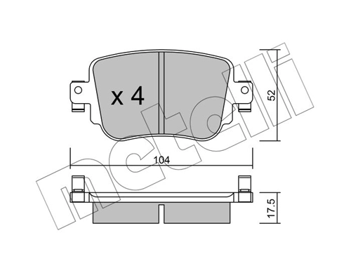 Колодки тормозные задние дисковые METELLI 2209800