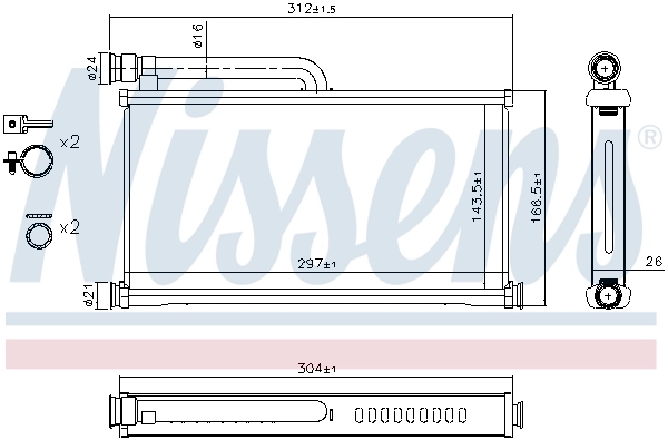 Радиатор отопителя Nissens 70233