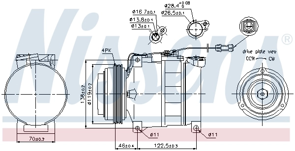 Компрессор кондиционера 89045 Nissens