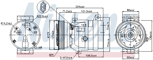 Компрессор кондиционера 89121 Nissens