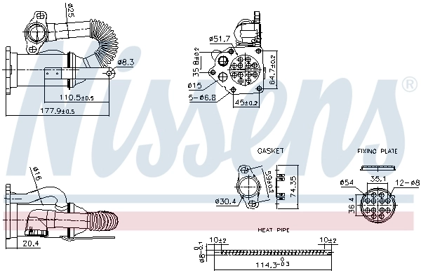 989453 NISSENS Enfriador EGR de recirculación de gases de escape original y equivalente
