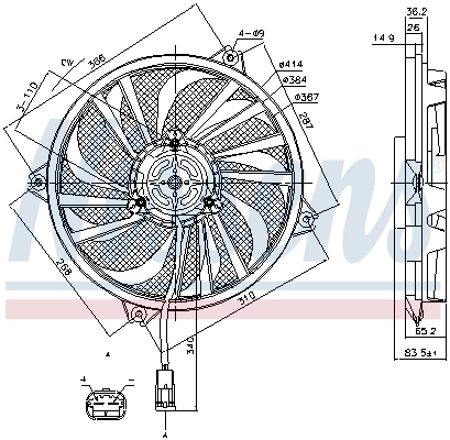Compre Ventilador elétrico de esfriamento montado (motor + roda de aletas) Citroen Xsara 
