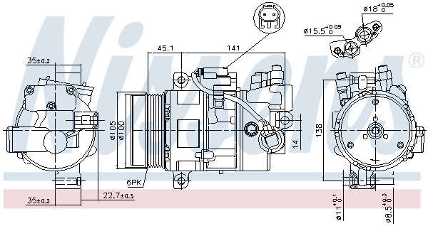 Компрессор кондиционера 89043 Nissens