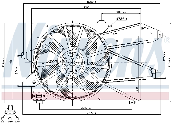 Ventilador elétrico de esfriamento montado (motor + roda de aletas) Ford Mondeo 3 BWY