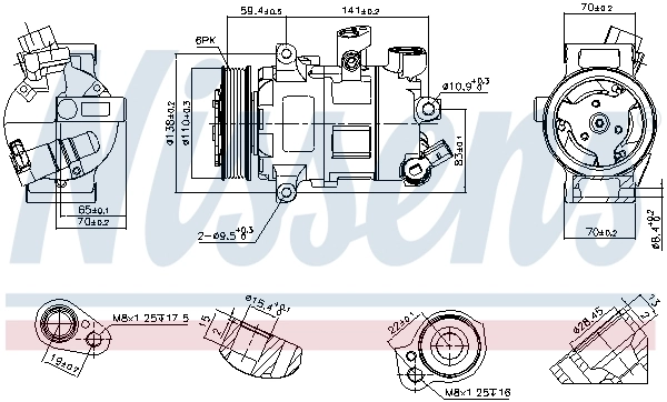 890607 Nissens Compressor de aparelho de ar condicionado