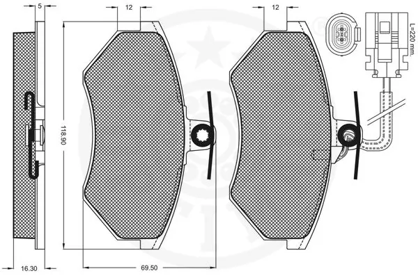 10003 Optimal Колодки передние