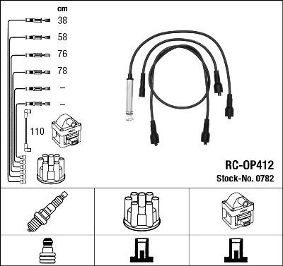 Fios de alta voltagem, kit para Opel Omega A 16, 17, 19