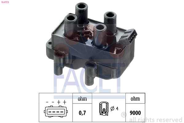  Bobina de ignição Opel Omega B sedan (25, 26, 27) (1994 - 2005) B