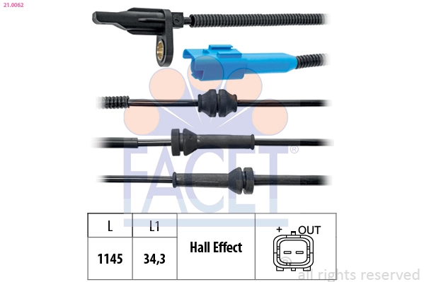 Sensor dianteiro de ABS para Citroen C2  JM