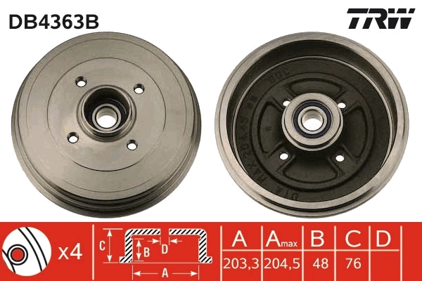 192238 Maxgear Тормозной барабан
