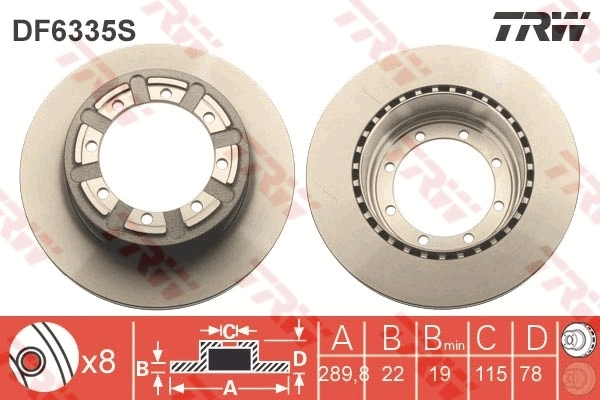 Задний тормозной диск TRW DF6335S цена, от 48.45 USD