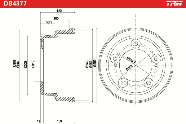 R1053 VALEO Тормозной барабан
