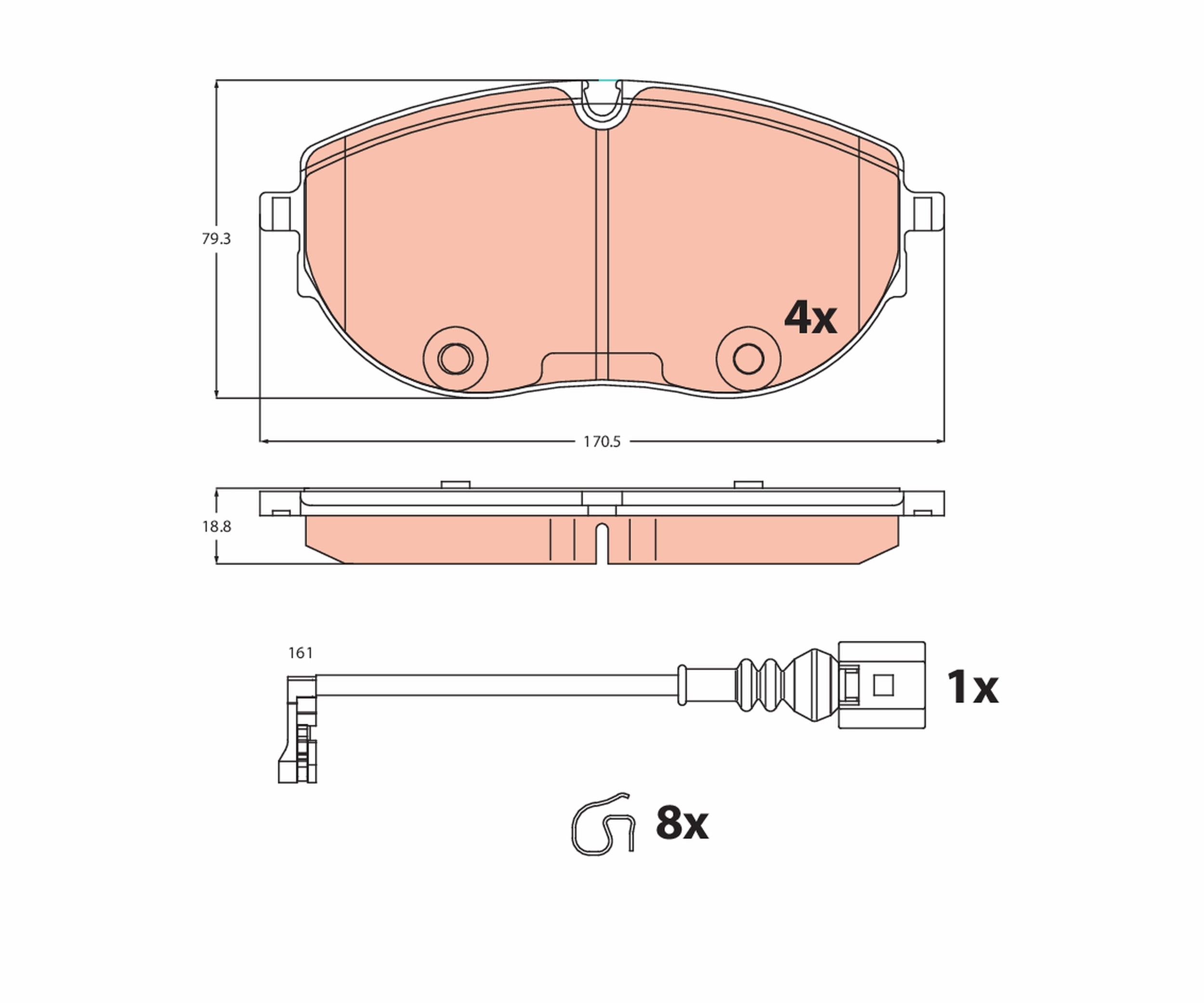  Передние тормозные колодки Volkswagen Transporter 