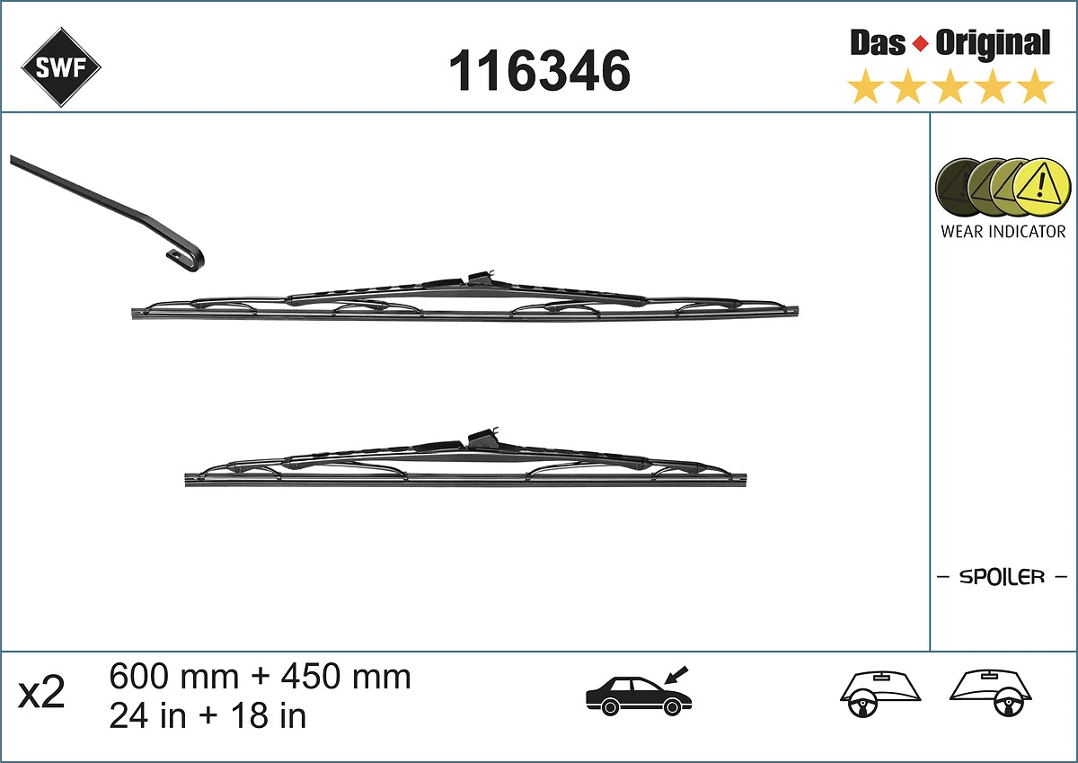 Limpa-pára-brisas do pára-brisas, kit de 2 un. Toyota Corolla R10