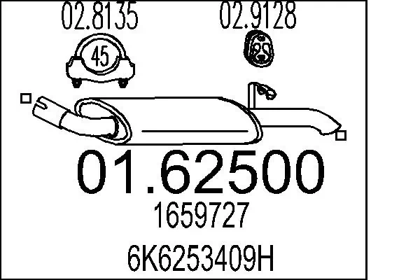 Выхлоп задний Ford Fiesta Mk6 хэтчбек (CB1) (2008 - 2016) цена, от 38.01 USD