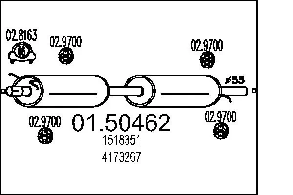 Глушитель, центральная часть Polmostrow 8598 цена, от 77.30 USD