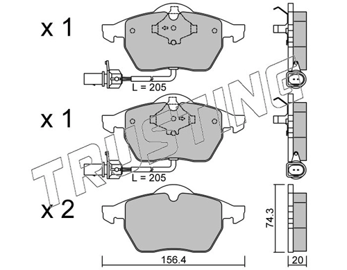 Sapatas do freio dianteiras de disco Volkswagen Passat 3B3