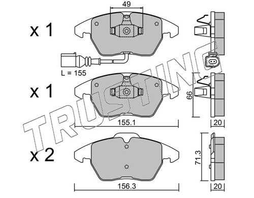 Sapatas do freio dianteiras de disco Audi A3 8P1