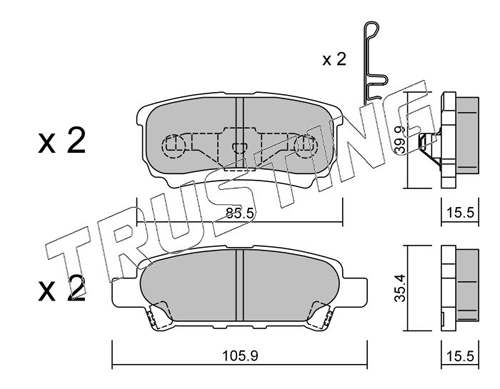 Sapatas do freio traseiras de disco Mitsubishi Outlander 1 CU