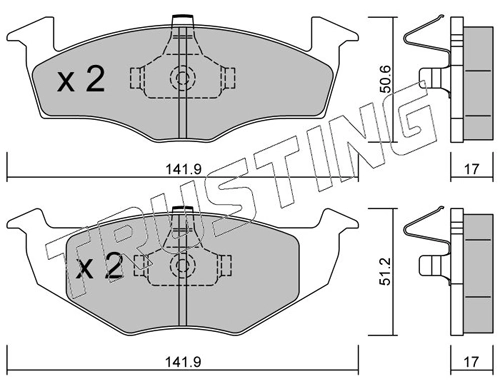 Sapatas do freio dianteiras de disco Volkswagen Polo 4 9N, 9A