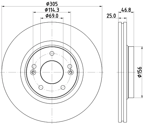 Передние тормозные диски R1114 VALEO