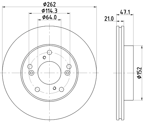 Freno de disco delantero 8DD355126951 HELLA