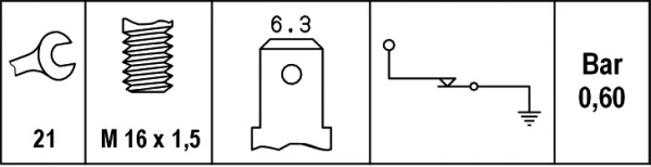 6ZF007393001 HELLA Датчик указателя давления масла