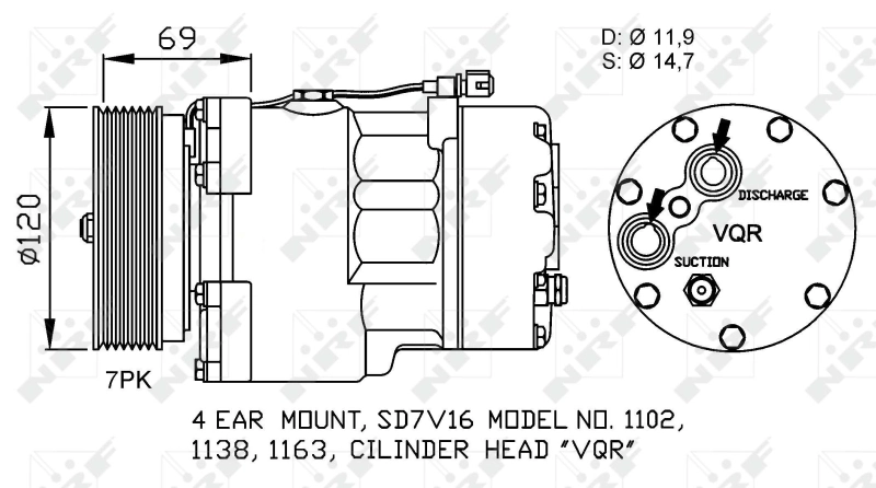 Компрессор системы кондиционирования NRF 32228 цена, от 232.24 USD