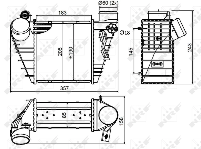  Radiador de intercooler Skoda Octavia TOUR I A4 liftback (1U2) (1996 - 2011) TOUR I A4