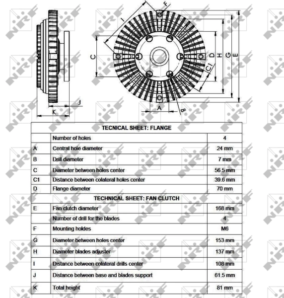 Acoplamento viscoso de ventilador de esfriamento Mitsubishi Pajero V2W, V4W